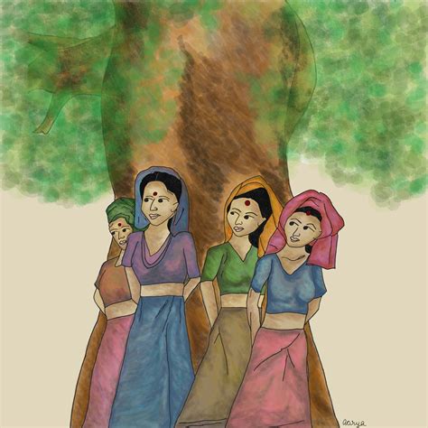 chipko andolan drawing|Chipko movement .